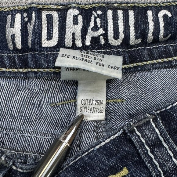 Hydraulic Womens Blue Distressed Denim Capri Jeans Low Rise Straight Size 5/6 - Picture 6 of 12